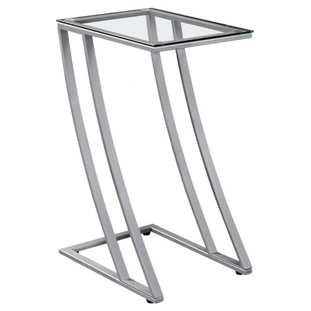 DAPHNES DINNETTE Silver & Clear Metal Accent Table with Tempered Glass DA2618152